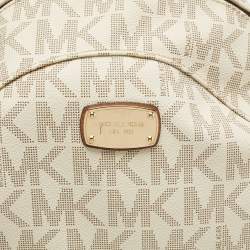 MICHAEL Michael Kors Brown/Cream Signature Coated Canvas and Leather Studded Backpack