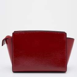 Pre Owned MICHAEL Michael Kors Red Patent Leather Small Selma Shoulder Bag
