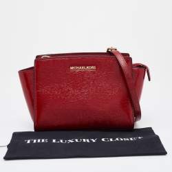 Pre Owned MICHAEL Michael Kors Red Patent Leather Small Selma Shoulder Bag
