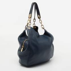 Pre Owned MICHAEL Michael Kors Blue Leather Fulton Shoulder Bag