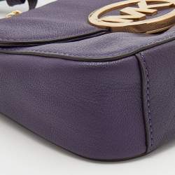 Pre Owned MICHAEL Michael Kors Purple Leather Fulton Crossbody Bag