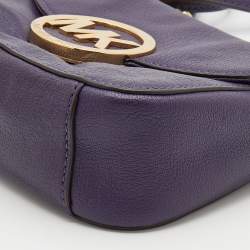 Pre Owned MICHAEL Michael Kors Purple Leather Fulton Crossbody Bag