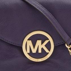 Pre Owned MICHAEL Michael Kors Purple Leather Fulton Crossbody Bag