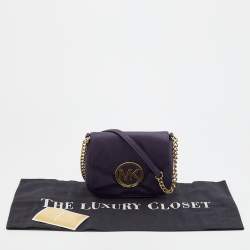 Pre Owned MICHAEL Michael Kors Purple Leather Fulton Crossbody Bag