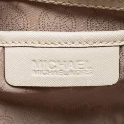 Pre Owned MICHAEL Michael Kors Cream Saffiano Leather Medium Sutton Tote