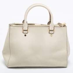 Pre Owned MICHAEL Michael Kors Cream Saffiano Leather Medium Sutton Tote