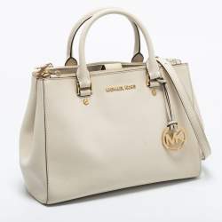 Pre Owned MICHAEL Michael Kors Cream Saffiano Leather Medium Sutton Tote
