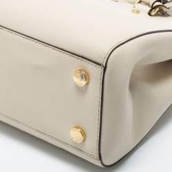 Pre Owned MICHAEL Michael Kors Cream Saffiano Leather Medium Sutton Tote