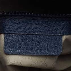 Pre Owned MICHAEL Michael Kors Navy Blue/White Leather Stripe Hamilton Tote