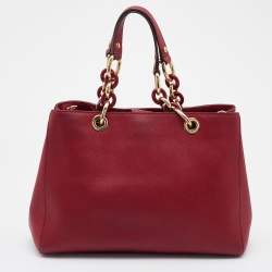 Pre Owned MICHAEL Michael Kors Burgundy Saffiano Leather Cynthia Tote