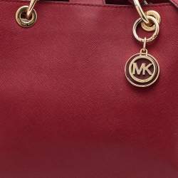Pre Owned MICHAEL Michael Kors Burgundy Saffiano Leather Cynthia Tote