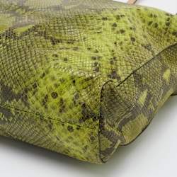 مملوكة مسبقًا MICHAEL Michael Kors Green/Beige Python Embossed Leather North South Tote