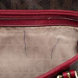 Pre Owned MICHAEL Michael Kors Brown/Burgundy Coated Canvas Jet Set Tote