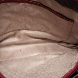 Pre Owned MICHAEL Michael Kors Brown/Burgundy Coated Canvas Jet Set Tote