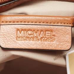Pre Owned MICHAEL Michael Kors White/Brown Signature Canvas and Leather Lennox Tote