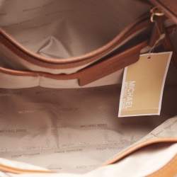 Pre Owned MICHAEL Michael Kors White/Brown Signature Canvas and Leather Lennox Tote