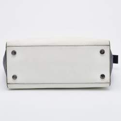 Pre Owned MICHAEL Michael Kors White/Black Leather Selma Satchel