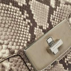 Pre Owned MICHAEL Michael Kors Beige Python Embossed Leather Emery Satchel