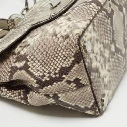 Pre Owned MICHAEL Michael Kors Beige Python Embossed Leather Emery Satchel