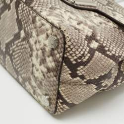 Pre Owned MICHAEL Michael Kors Beige Python Embossed Leather Emery Satchel