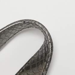 مملوكة مسبقًا MICHAEL Michael Kors Metallic Grey Python Embossed Leather Hobo