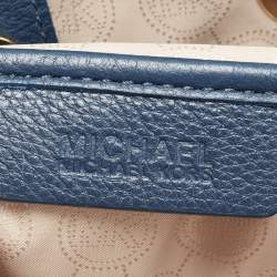 Pre Owned MICHAEL Michael Kors Blue/Beige Leather Jet Set Tote 