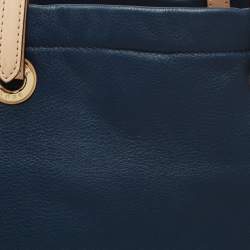 Pre Owned MICHAEL Michael Kors Blue/Beige Leather Jet Set Tote 