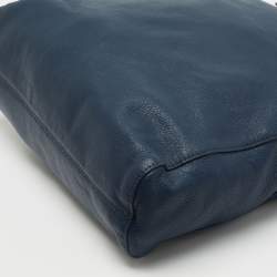 Pre Owned MICHAEL Michael Kors Blue/Beige Leather Jet Set Tote 