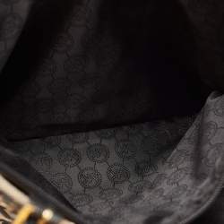 Pre Owned MICHAEL Michael Kors Black/Beige Signature Canvas Jet Set Tote