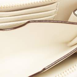 MICHAEL Michael Kors White/Beige Signature Coated Canvas Zip Around Wristlet Wallet