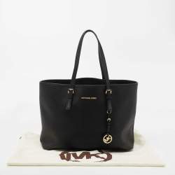 مملوكة مسبقًا MICHAEL Michael Kors Black Leather Medium Jet Set Travel Tote