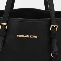 مملوكة مسبقًا MICHAEL Michael Kors Black Leather Medium Jet Set Travel Tote