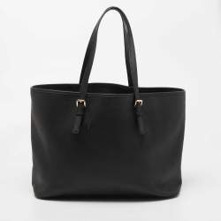 مملوكة مسبقًا MICHAEL Michael Kors Black Leather Medium Jet Set Travel Tote
