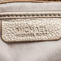 Pre Owned MICHAEL Michael Kors Metallic Gold Python Effect Leather Beverly Satchel