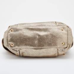 Pre Owned MICHAEL Michael Kors Metallic Gold Python Effect Leather Beverly Satchel