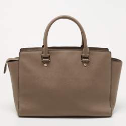 Pre Owned MICHAEL Michael Kors Brown Saffiano Leather Selma Tote