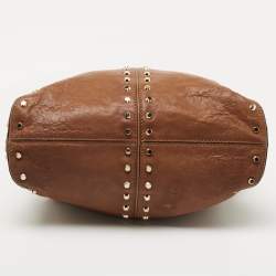 Pre Owned MICHAEL Michael Kors Brown Leather Studded Uptown Astor Hobo