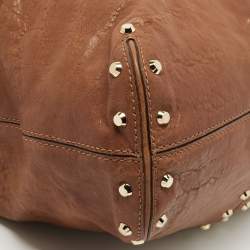 Pre Owned MICHAEL Michael Kors Brown Leather Studded Uptown Astor Hobo