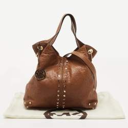 Pre Owned MICHAEL Michael Kors Brown Leather Studded Uptown Astor Hobo
