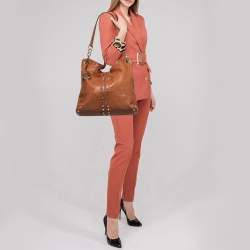 Pre Owned MICHAEL Michael Kors Brown Leather Studded Uptown Astor Hobo