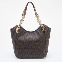 مملوكة مسبقًا MICHAEL Michael Kors Brown Signature Coated Canvas Shoulder Bag