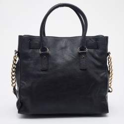 Pre Owned MICHAEL Michael Kors Black Leather Hamilton Tote