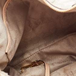 Pre Owned MICHAEL Michael Kors White Signature Coated Canvas Bedford Large Convertible Shoulder Bag