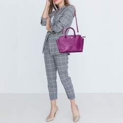 Pre Owned MICHAEL Michael Kors Fuchsia Pink Saffiano Leather Selma Satchel