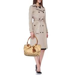 مملوكة مسبقًا MICHAEL Michael Kors Cream/Brown Signature Canvas Ring Handle Shoulder Bag