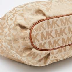 مملوكة مسبقًا MICHAEL Michael Kors Cream/Brown Signature Canvas Ring Handle Shoulder Bag
