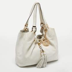 Pre Owned MICHAEL Michael Kors Off White Leather Large Camden Drawstring Shoulder Bag