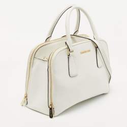 Pre Owned MICHAEL Michael Kors Off White Leather Reese Satchel