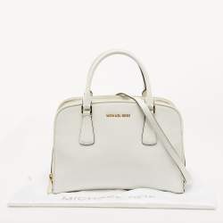 Pre Owned MICHAEL Michael Kors Off White Leather Reese Satchel