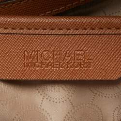 Pre Owned MICHAEL Michael Kors Brown Saffiano Leather Medium Jet Set Top Zip Tote